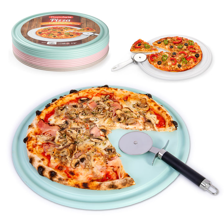 Plastic Forte - Juego de 2 Platos Redondos para Pizzas y Tartas de 35 cm. Rosa