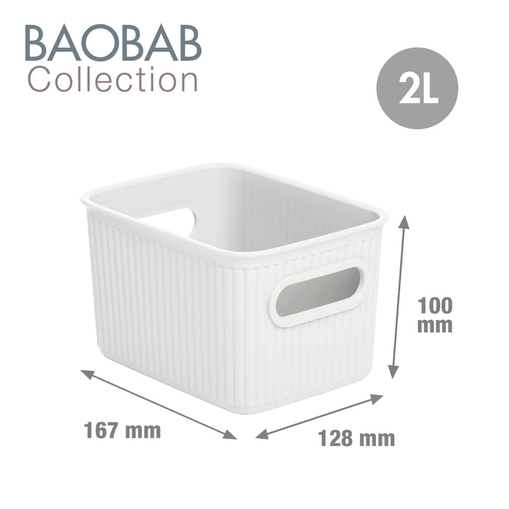 TATAY Baobab - Set de 4 Cajas Organizadoras Grandes Plástico PP05. Blanco Pergamon
