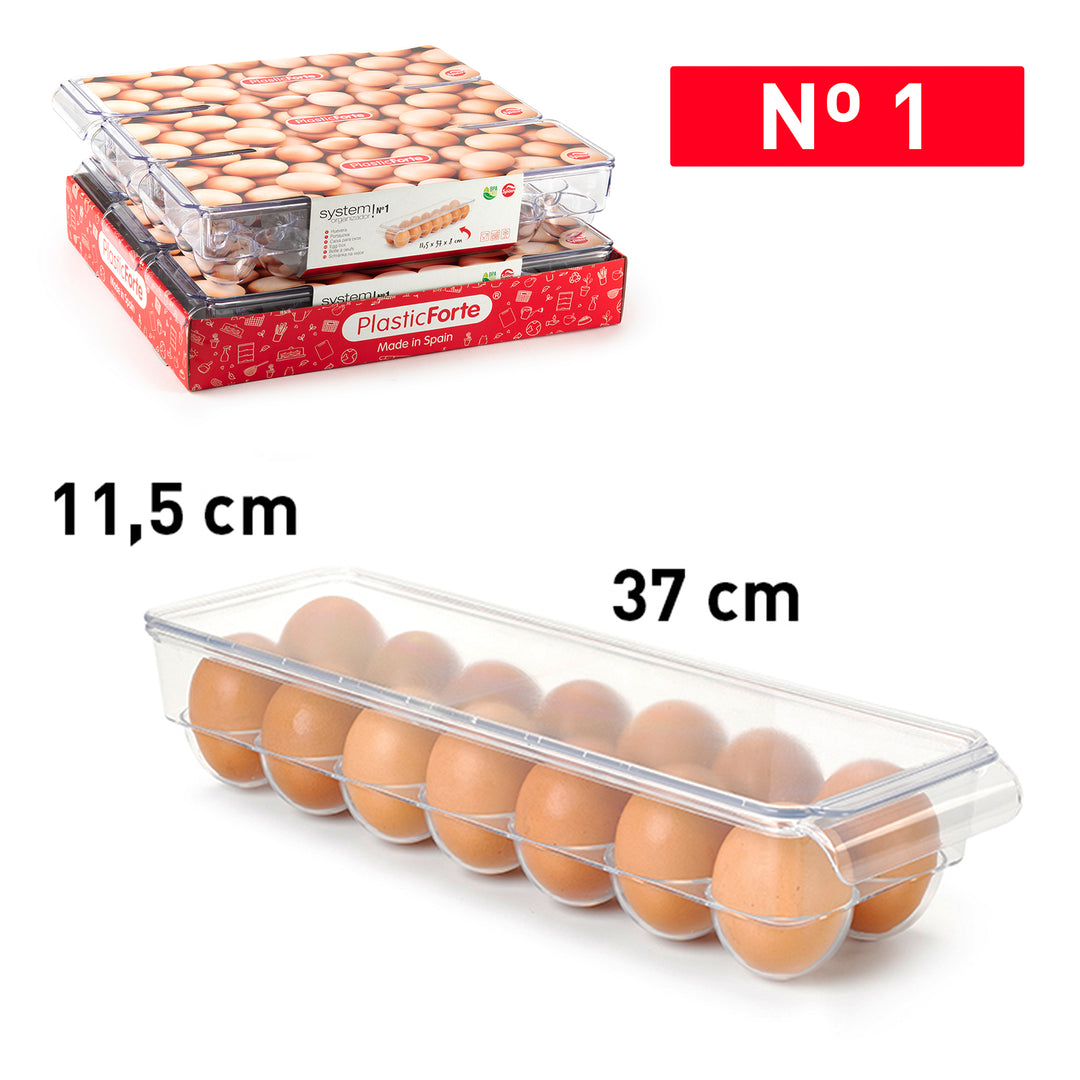 Plastic Forte - Doble Huevera Rectangular para Nevera con Tapa. Capacidad 28 Huevos