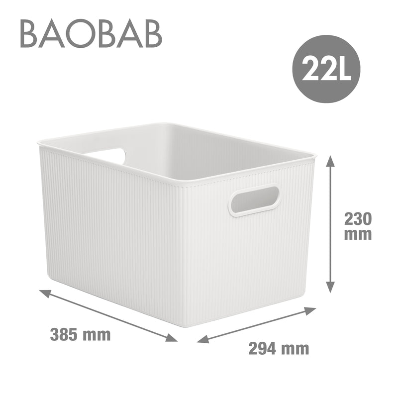 TATAY Baobab - Caja Organizadora Rectangular 22L Plástico PP05. Blanco Pergamon