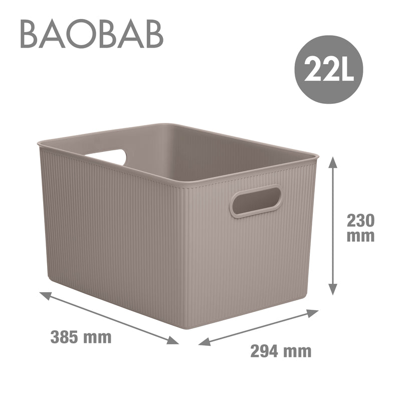 TATAY Baobab - Caja Organizadora Rectangular 22L Plástico PP05. Taupe