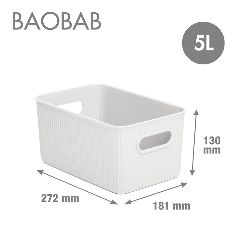 TATAY Baobab - Lote de 4 Cajas Organizadoras 5L Plástico PP05. Blanco Pergamon