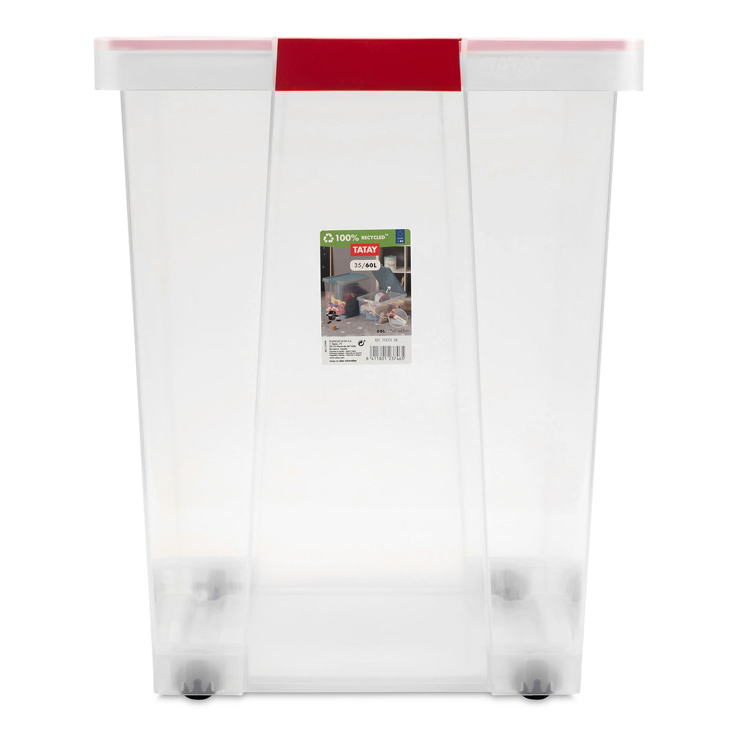 TATAY - Set de 3 Cajas de Ordenación Multiusos Grandes 100% Reciclables con Tapa Abatible. Rojo