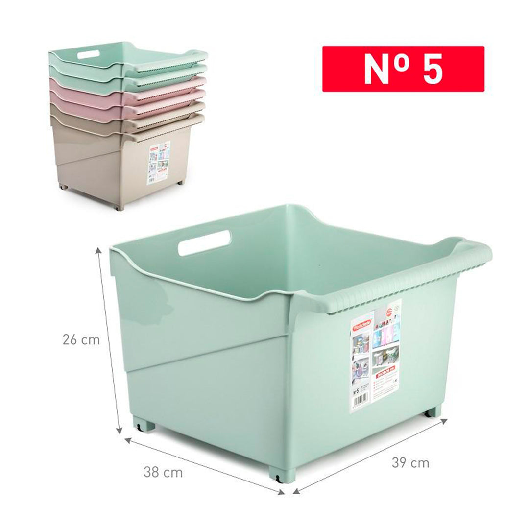 Plastic Forte - Cesta Organizadora con Ruedas Nº 5. Ideal Bajo Fregadero. Verde