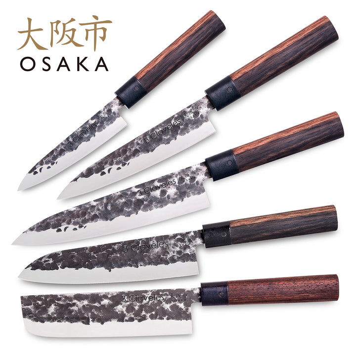 3 Claveles Osaka - Cuchillo Cocinero 20 cm de Estilo Asiático Forjado a Mano