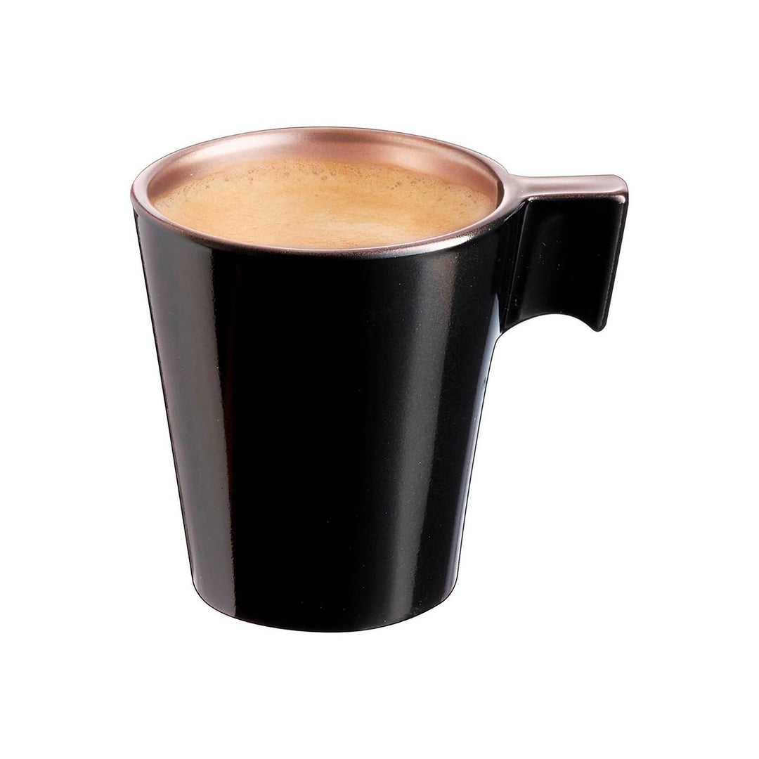 Luminarc Flashy - Juego de 4 Tazas de Café de 8 cl en Vidrio Templado Metalizado. Negro