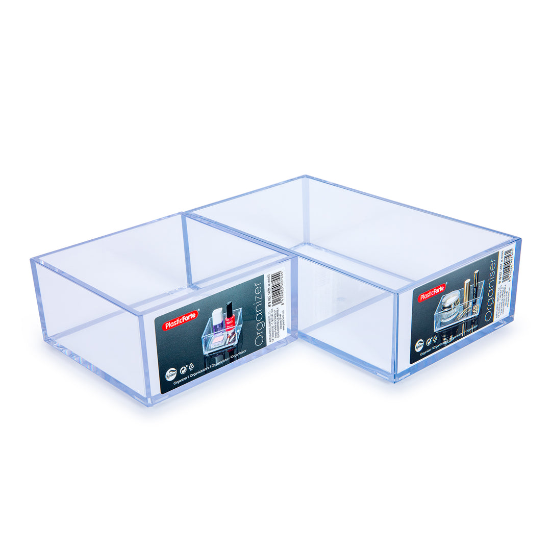 Plastic Forte - Set de 2 Cajones Multiusos Organizadores de Cosmética. Transparentes