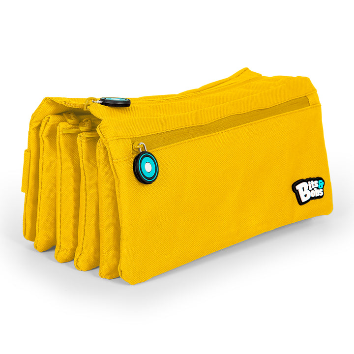 Grafoplás - Estuche Escolar Cuádruple de Alta Capacidad con Cuatro Cremalleras. Amarillo