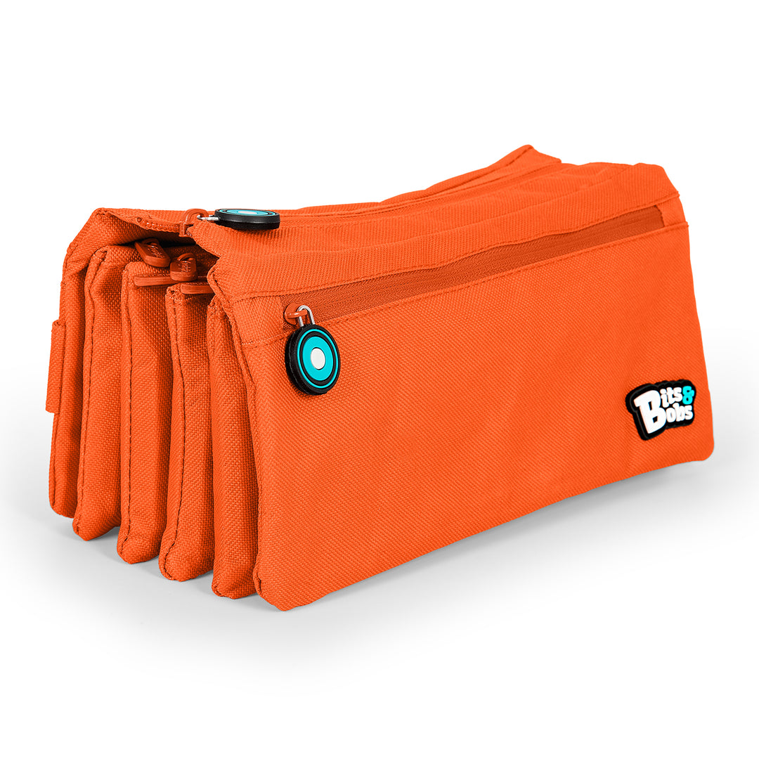 Grafoplás - Estuche Escolar Cuádruple de Alta Capacidad con Cuatro Cremalleras. Naranja