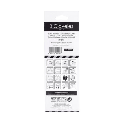 3 Claveles 00208 - Cutter Alto Rendimiento Metálico con Armazón Nylon/ABS