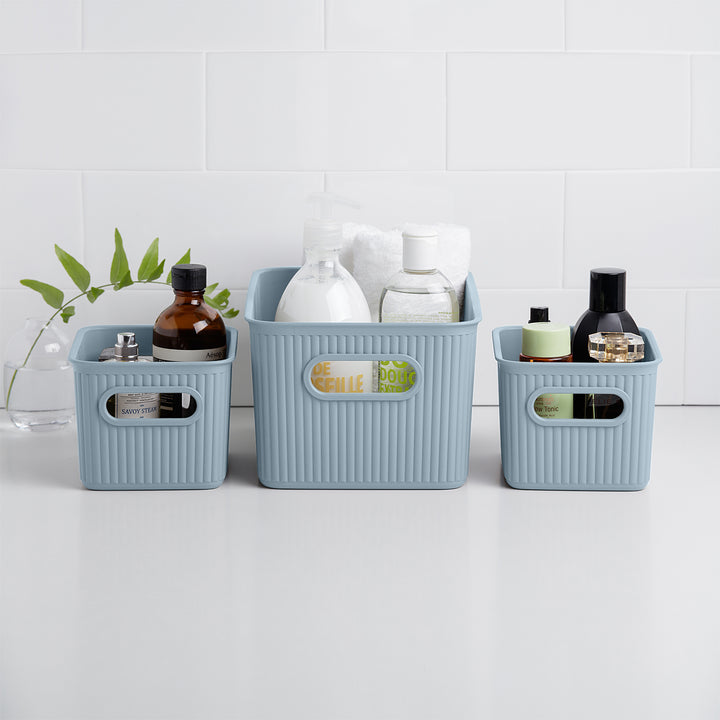 TATAY Baobab - Caja Organizadora Rectangular 22L Plástico PP05. Azul Mist