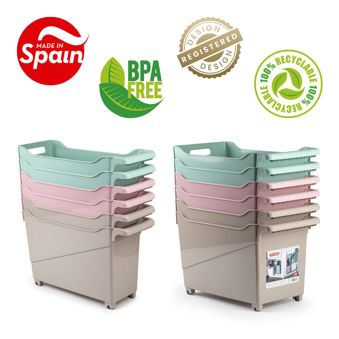 Plastic Forte - Cesta Organizadora con Ruedas Nº 2. Ideal Bajo Fregadero. Plata