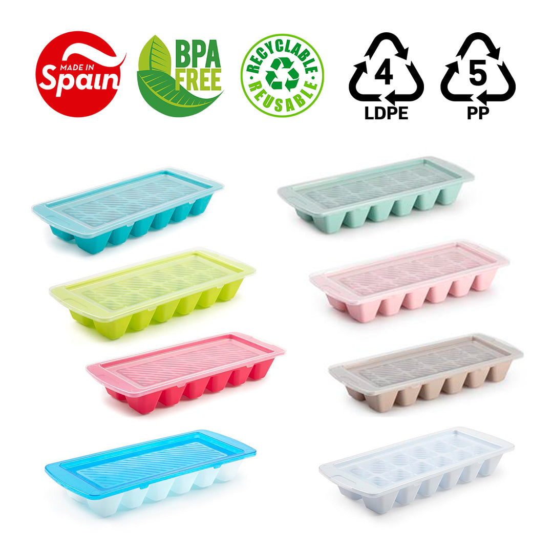 Plastic Forte Classic - Lote de 3 Bandejas Cubiteras Apilables con Tapa. Blanco