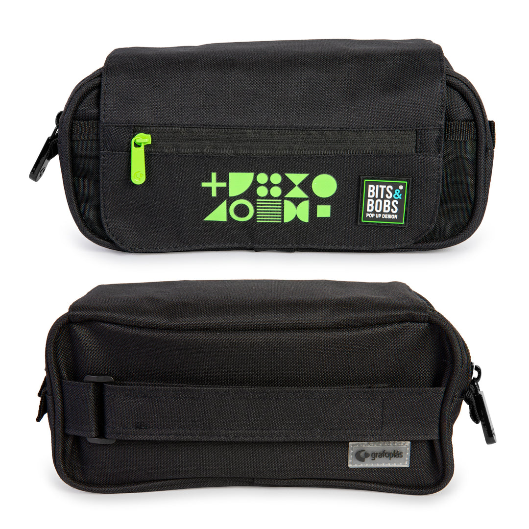 ColePack Fluor - Estuche Triple de 3 Cremalleras con Material Escolar Incluido. Verde