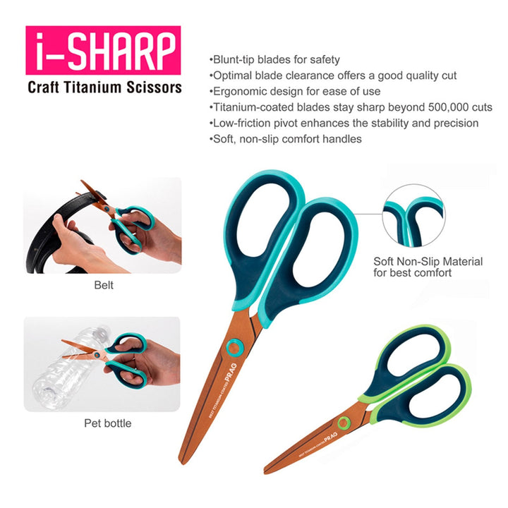 SDI 0927C - Tijeras i-SHARP Craft Titanium en Acero Inoxidable, 17.5 cm. Color Verde