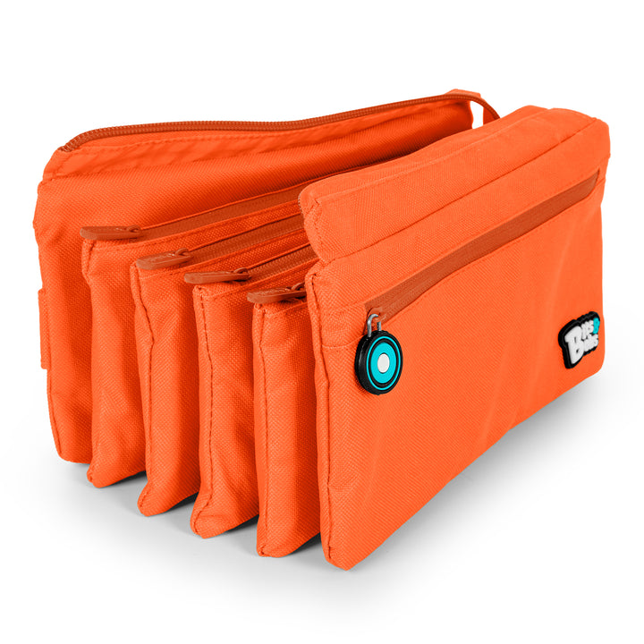 Grafoplás - Estuche Escolar Cuádruple de Alta Capacidad con Cuatro Cremalleras. Naranja