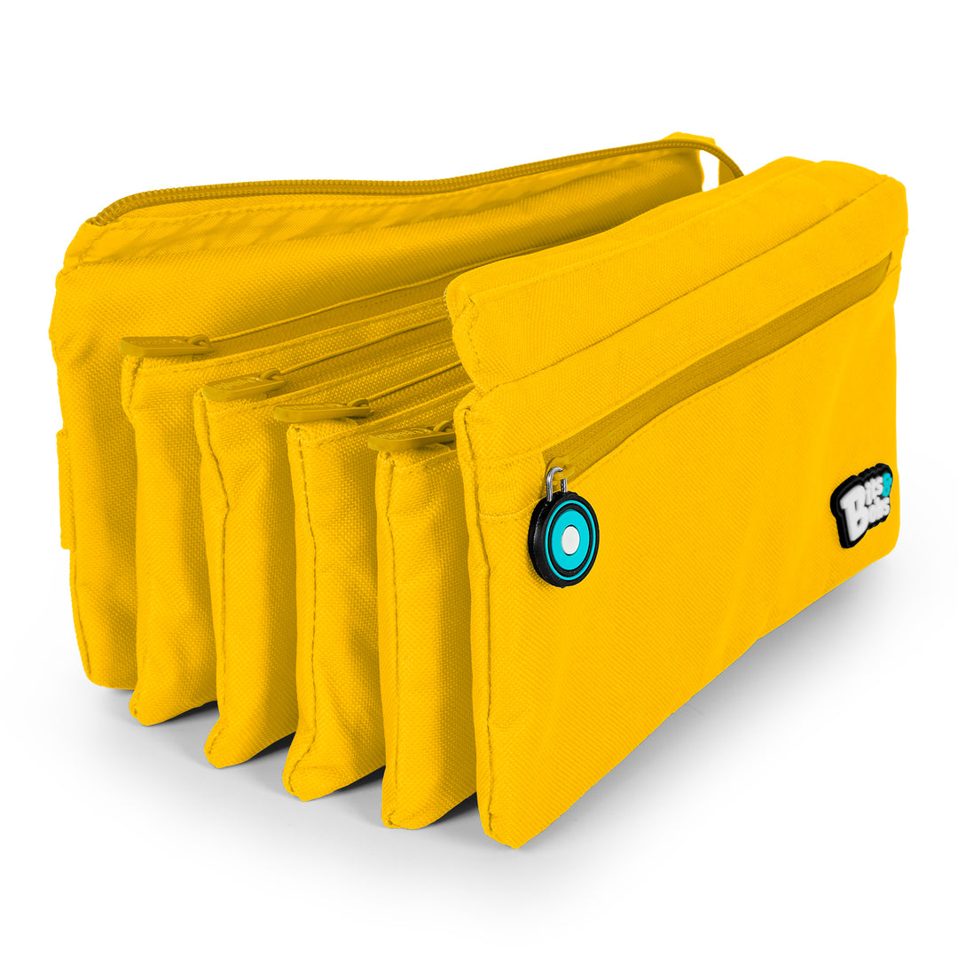 Grafoplás - Estuche Escolar Cuádruple de Alta Capacidad con Cuatro Cremalleras. Amarillo