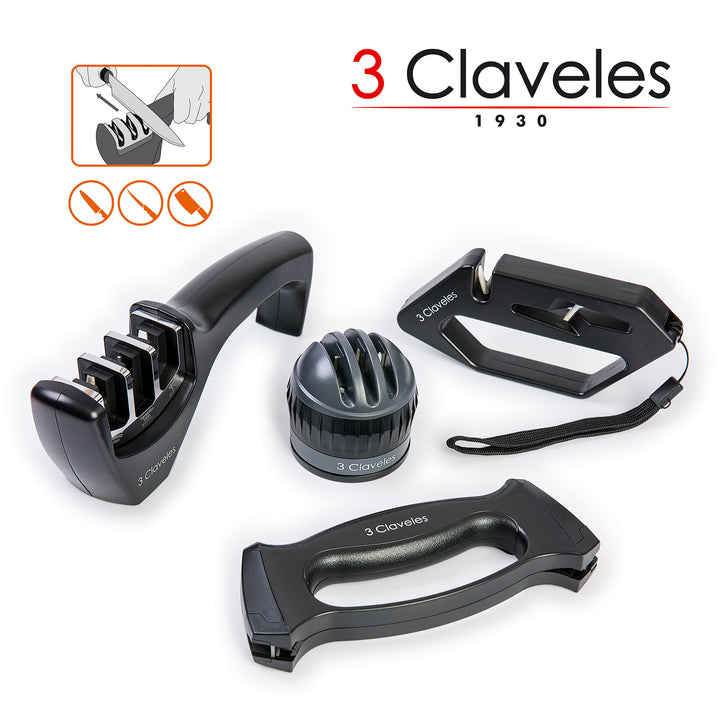 3 Claveles - Afilador de Cuchillos y Tijeras con Guardamanos de Seguridad