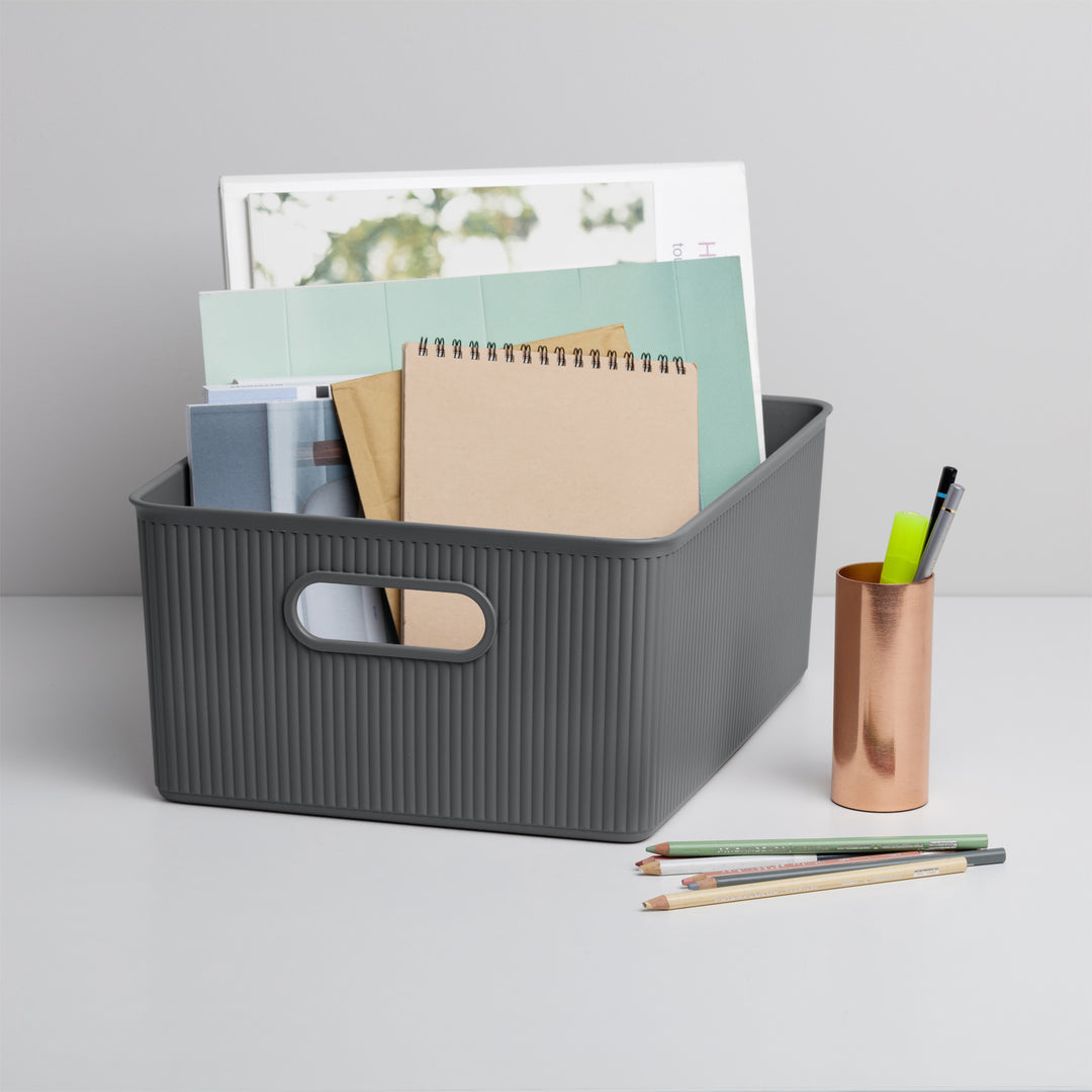 TATAY Baobab - Caja Organizadora Rectangular 15L Plástico PP05. Gris Antracita