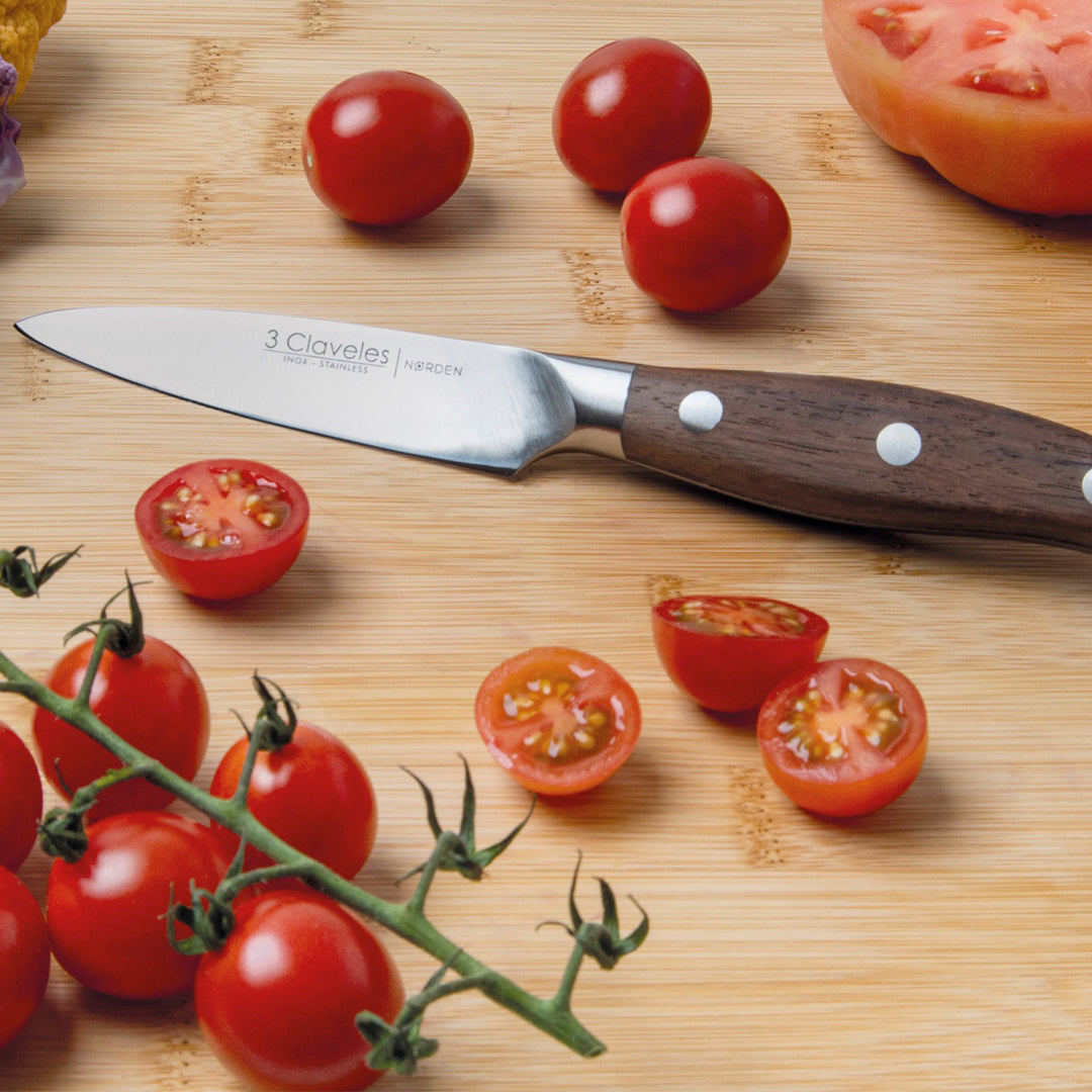 3 Claveles Norden - Cuchillo Verduras Profesional 9 cm Acero Forjado y Mango de Roble