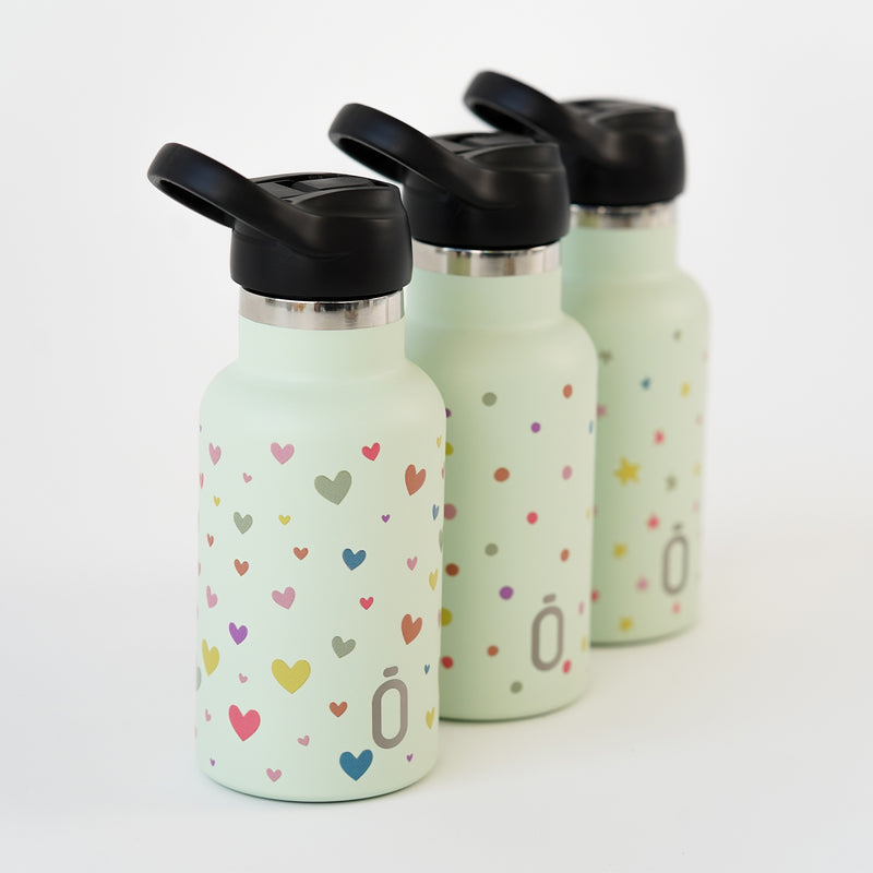 Runbott Confeti - Botella Térmica Infantil 0.35L con Interior Cerámico. Corazones Melón