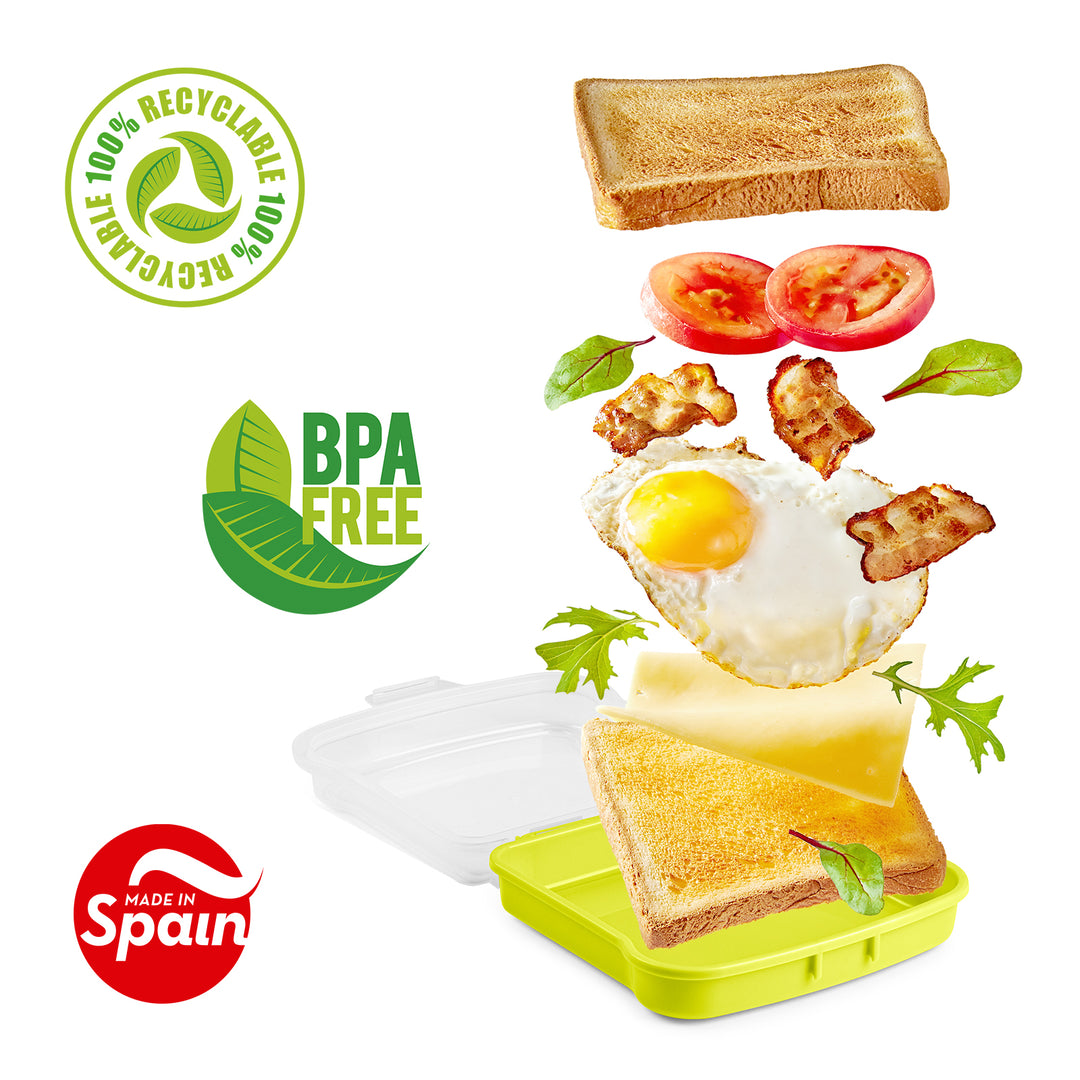 Plastic Forte - Pack de Porta Bocadillos y Porta Sándwich Reutilizables. Lima