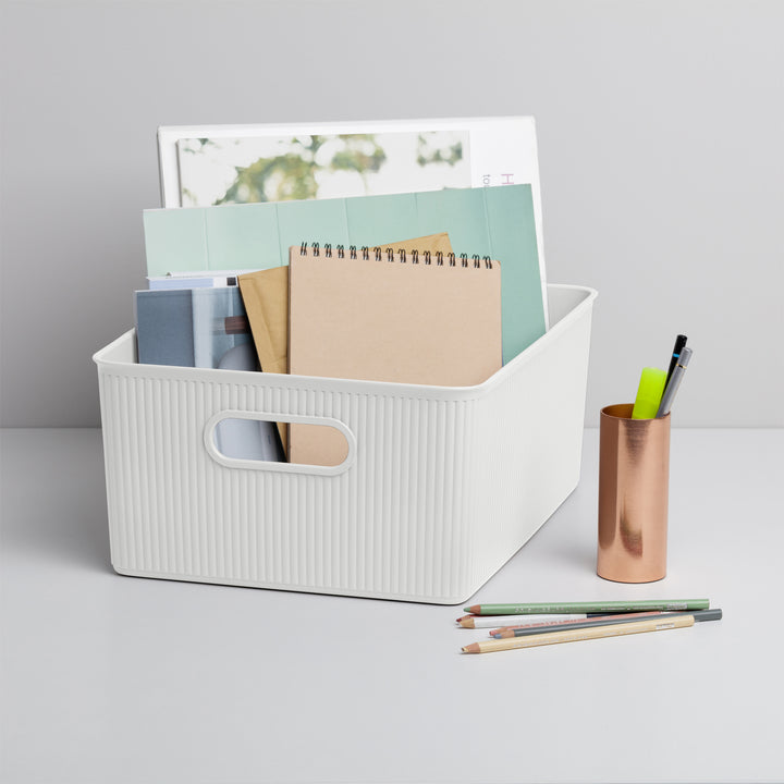 TATAY Baobab - Set de 4 Cajas Organizadoras Grandes Plástico PP05. Blanco Pergamon