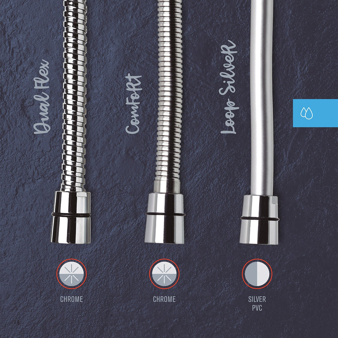 TATAY Comfort - Flexo de Ducha en Acero y Latón 1.7m Doble Engatillado Ultra Resistente