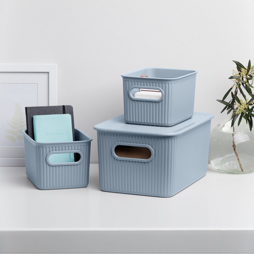 TATAY Baobab - Caja Organizadora Rectangular 22L Plástico PP05. Azul Mist