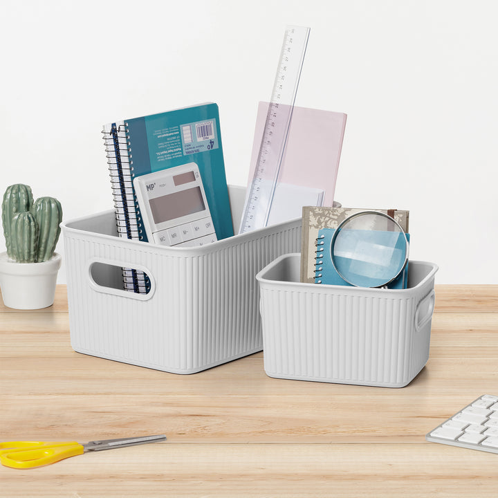 TATAY Baobab - Caja Organizadora Rectangular 22L Plástico PP05. Blanco Pergamon