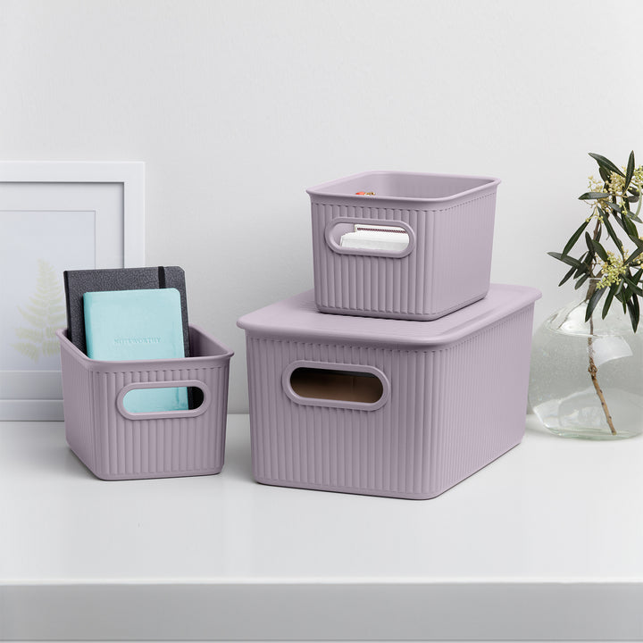 TATAY Baobab - Tapa Caja Organizadora Rectangular 5L Plástico PP05. Lilac