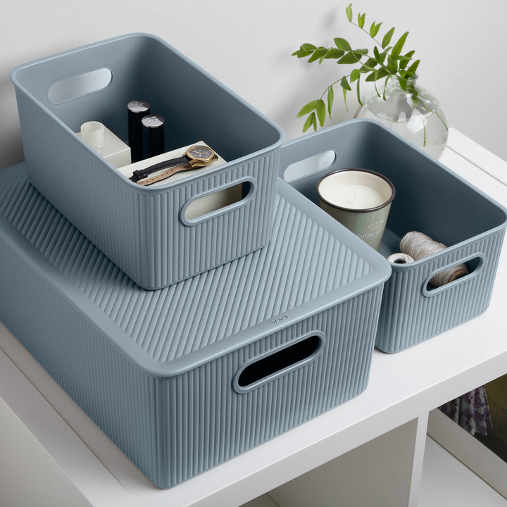 TATAY Baobab - Tapa Caja Organizadora Rectangular 15/22L Plástico PP05. Azul Mist