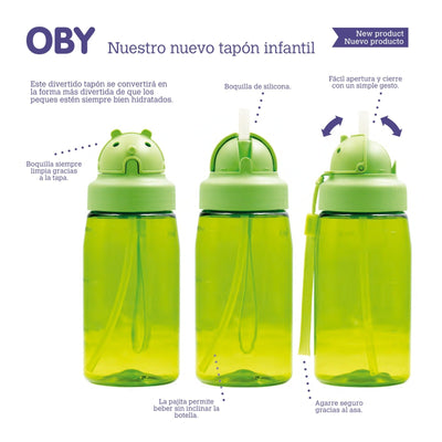 LAKEN OBY - Tapón Infantil para Botellas de Boca Ancha con Boquilla Incluida. Rosa