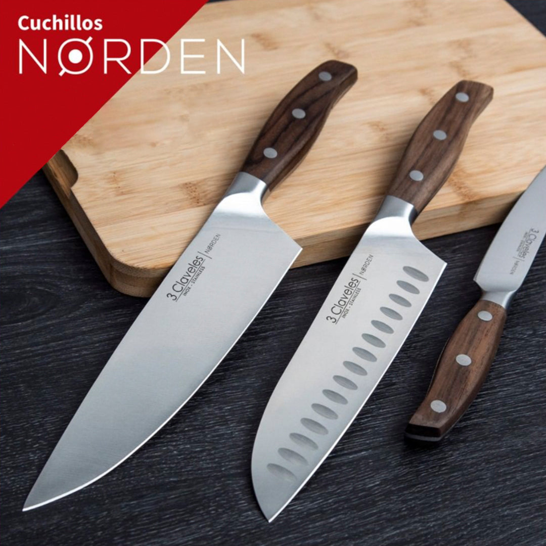 3 Claveles Norden - Cuchillo Verduras Profesional 9 cm Acero Forjado y Mango de Roble