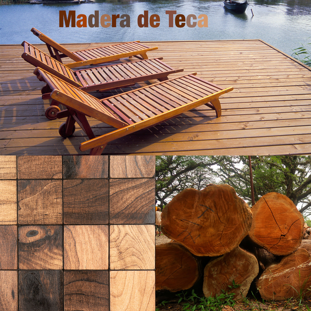 TATAY DecoTeak - Banqueta Midcentury de Madera Sostenible de Teca Maciza. Natural