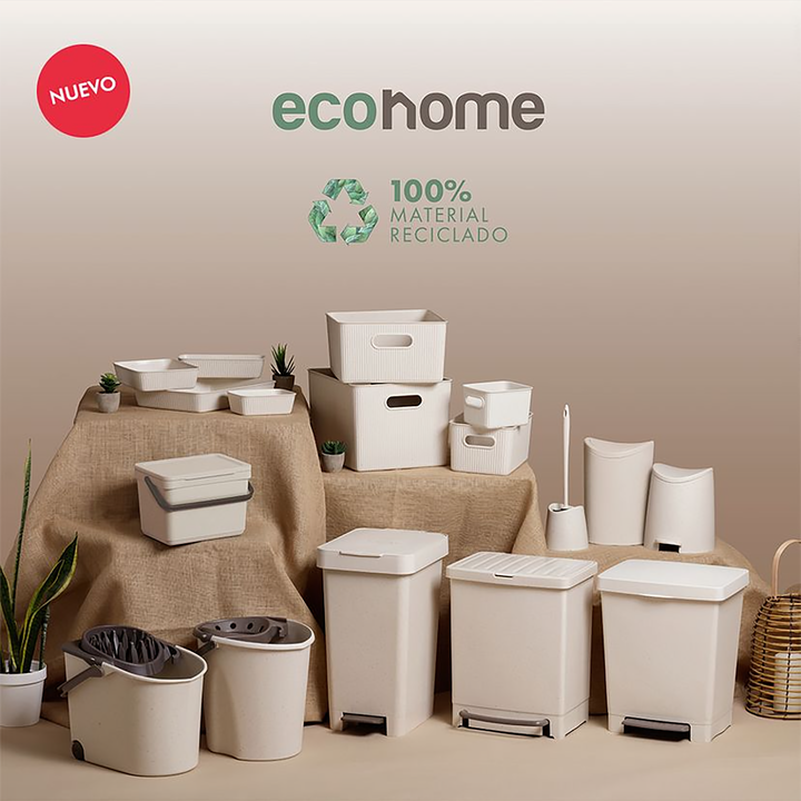 TATAY EcoHome - Cubo de Baño de 6L con Tapa Basculante. Color Beige