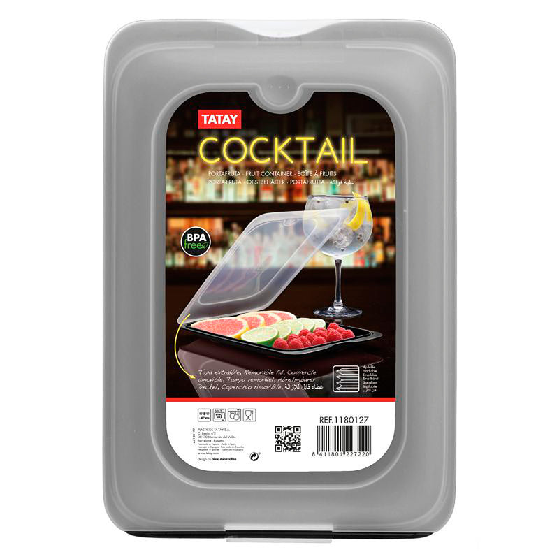 Tatay 1181627 - Set de 3 Recipientes Portafrutas Cocktail Sistema FRESH Negro