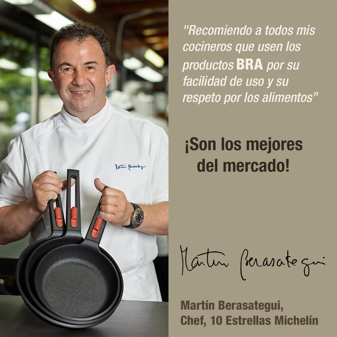 BRA Infinity - Grill Liso 22 cm Mango Desmontable. Inducción y Horno