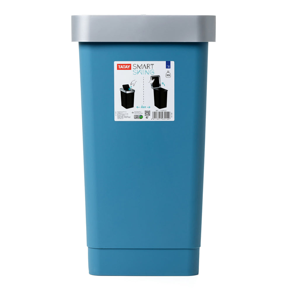 TATAY Smart - Cubo de Basura de 25L con Tapa Basculante Ideal Cocina. Azul Ocean