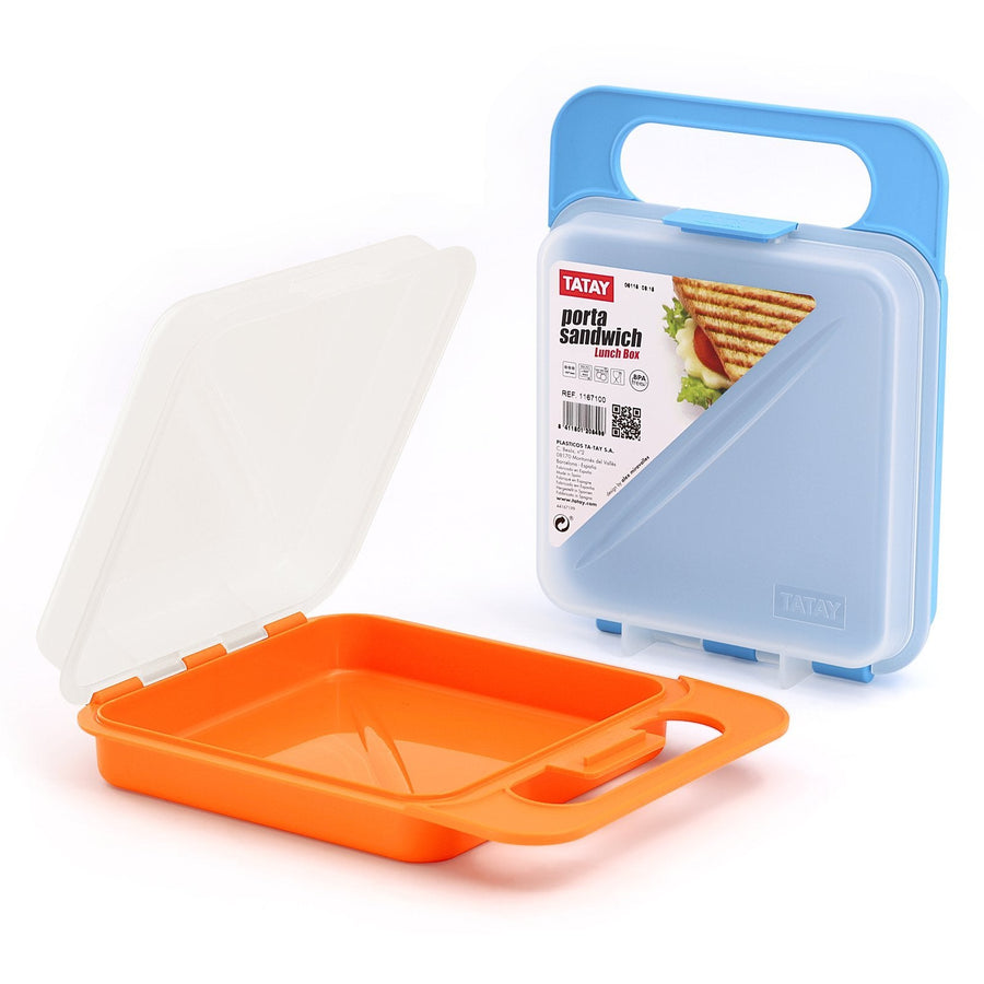 TATAY - Set de 2 Porta Sandwiches Infantiles Reutilizables. Azul y Naranja