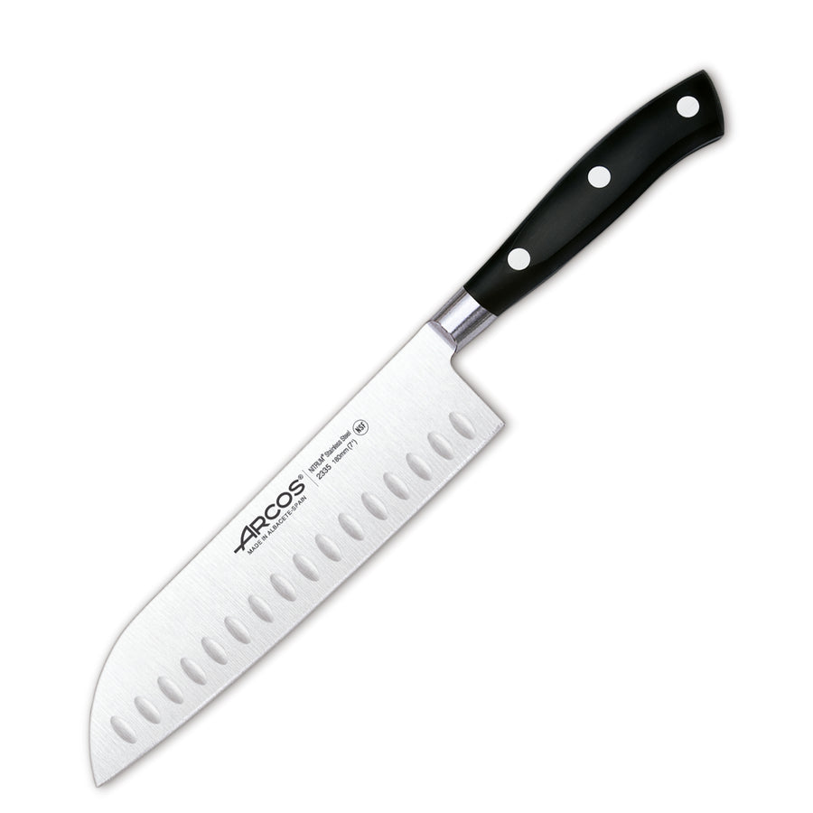 ARCOS 233500 - Cuchillo Santoku Alveolado Profesional Acero Forjado 18 cm, Serie RIVIERA