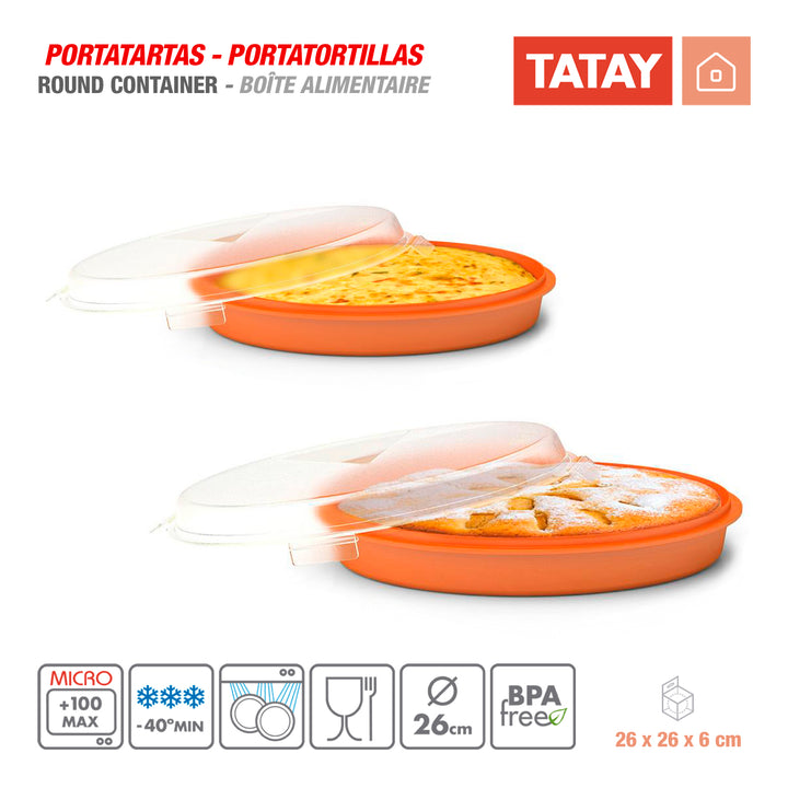 Tatay 1165109 - Contenedor Redondo de 26 cm Porta Tartas y Porta Tortillas Azul