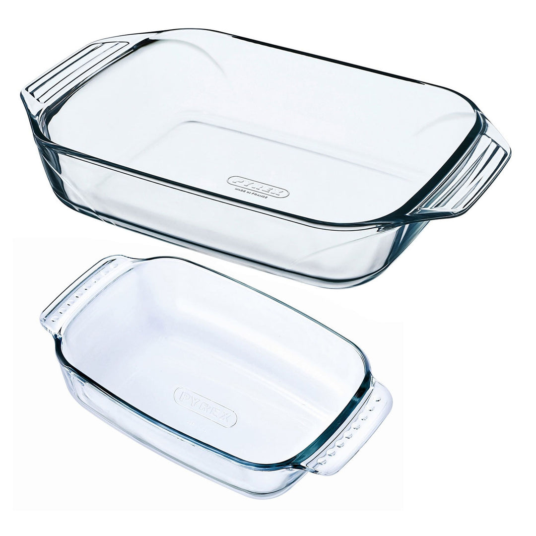 PYREX Classic - Set de 2 Fuente Rectangulare en Boro, Apto para Horno