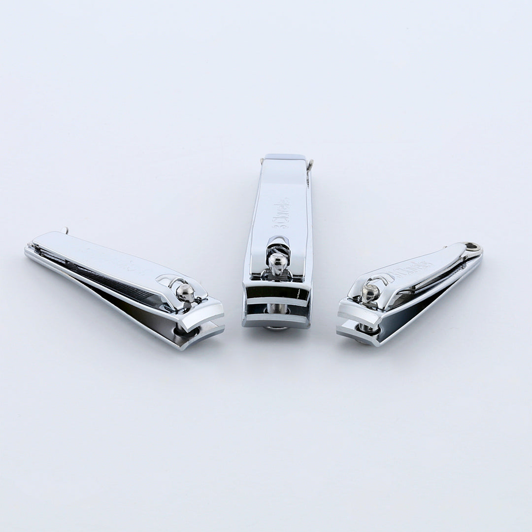 3 Claveles - Lote 3 Cortaúñas Cromados Con Lima Para Manos y Pies. Acabado Metálico