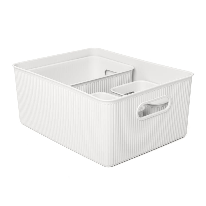 TATAY Baobab - Set de 4 Cajas Organizadoras Grandes Plástico PP05. Blanco Pergamon