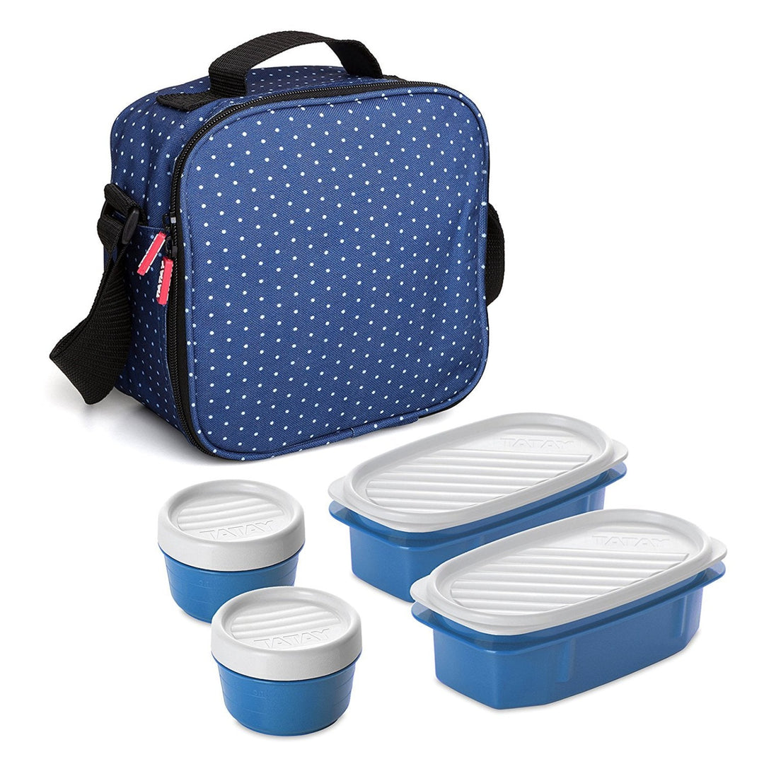 TATAY Urban Food Casual - Bolsa Térmica Porta Alimentos 3L con Recipientes, Dots Azul