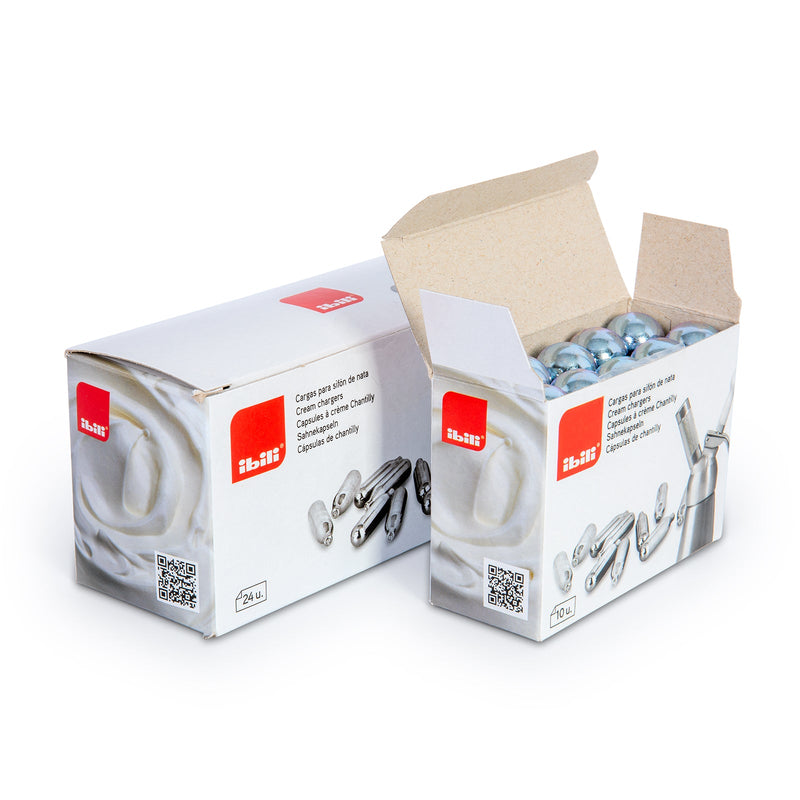 IBILI - Kit de Sifón Blanco para Nata de 0.5L en Aluminio con 3 Boquillas y 10 Cargas de N20
