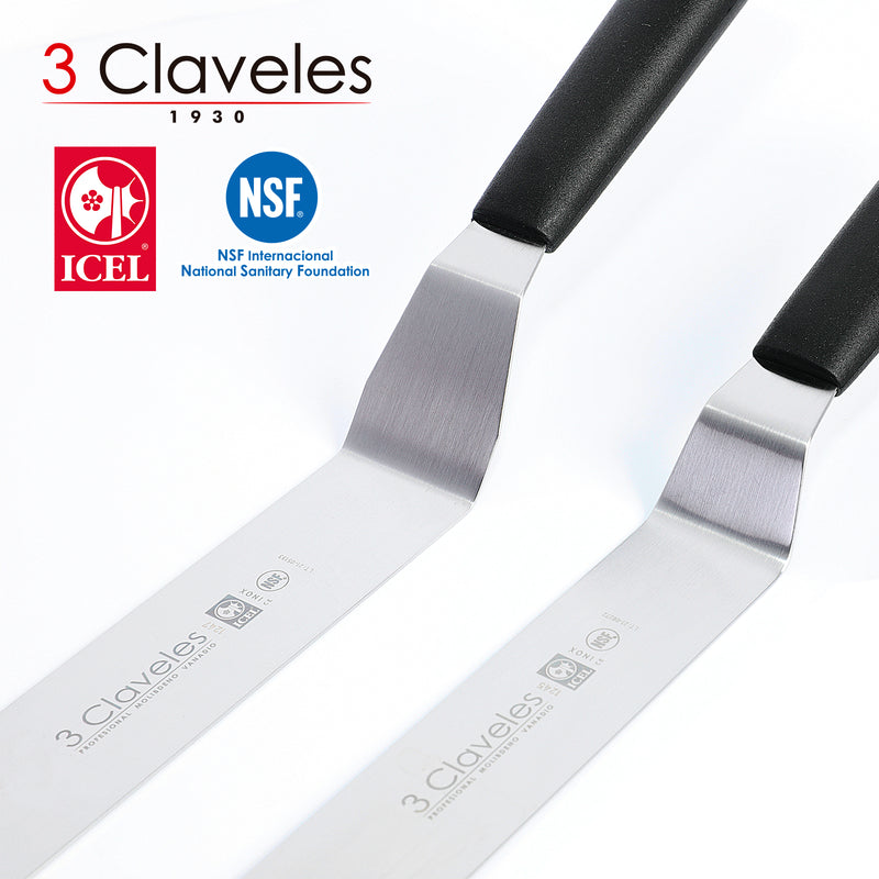3 Claveles Proflex - Espátula Profesional Curvada y Flexible 20 cm Microban. Negro