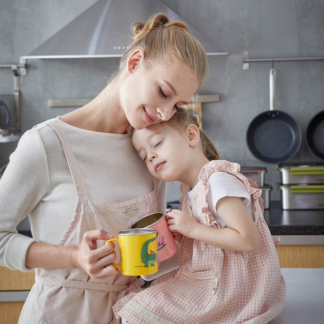 Cuitisan Baby - Taza Infantil de 0.3L en Acero Inoxidable con Tapa y Asa Apta Microondas. Azul