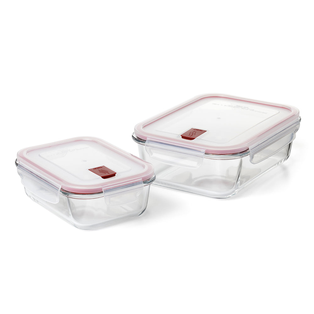 TATAY Cook & Eat - Set de 2 Recipientes de 0.64L y 1.5L en Vidrio Borosilicato. Aptos Horno